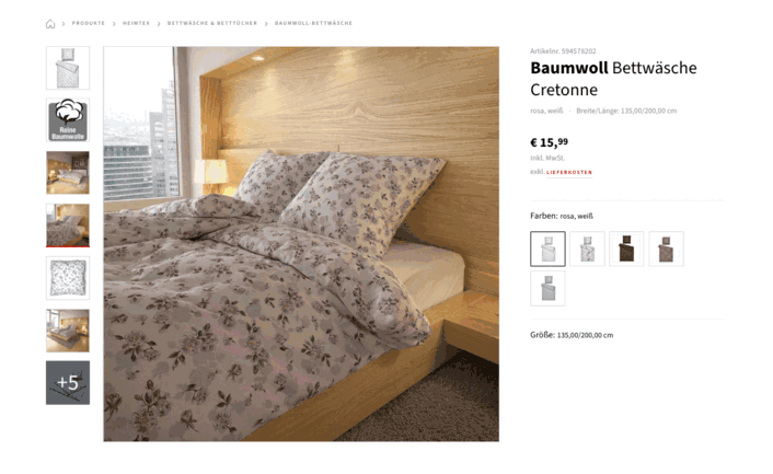 Verschiedene Bettwäschen